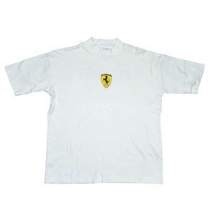 Ferrari White Short Sleeve Tee with Yellow Shield Logo